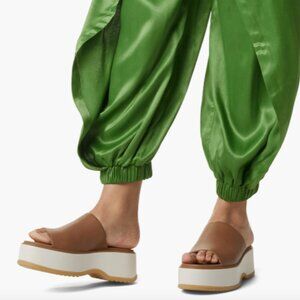 Sorel Dayspring Platform Slide Women Chunky Sandal Velvet Tan Chalk Size 10 NEW